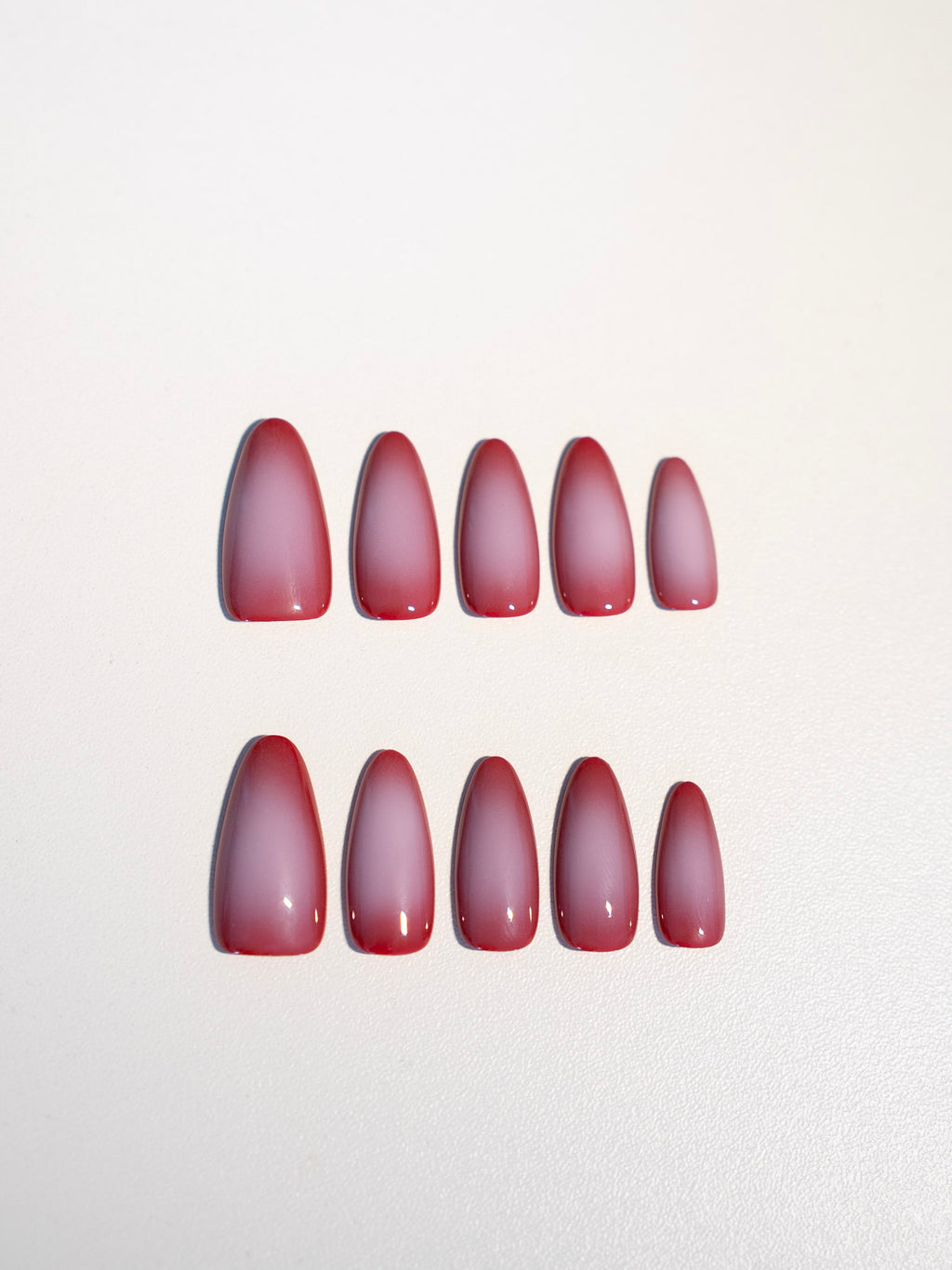 Power Blush – Handmade Ombre Almond Press‑On Nails