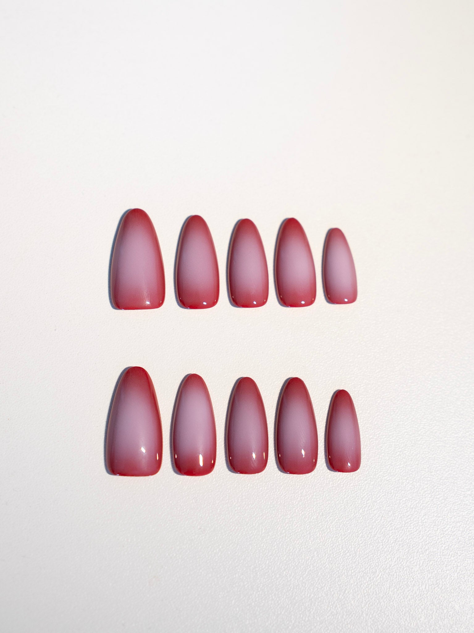 Power Blush – Handmade Ombre Almond Press‑On Nails