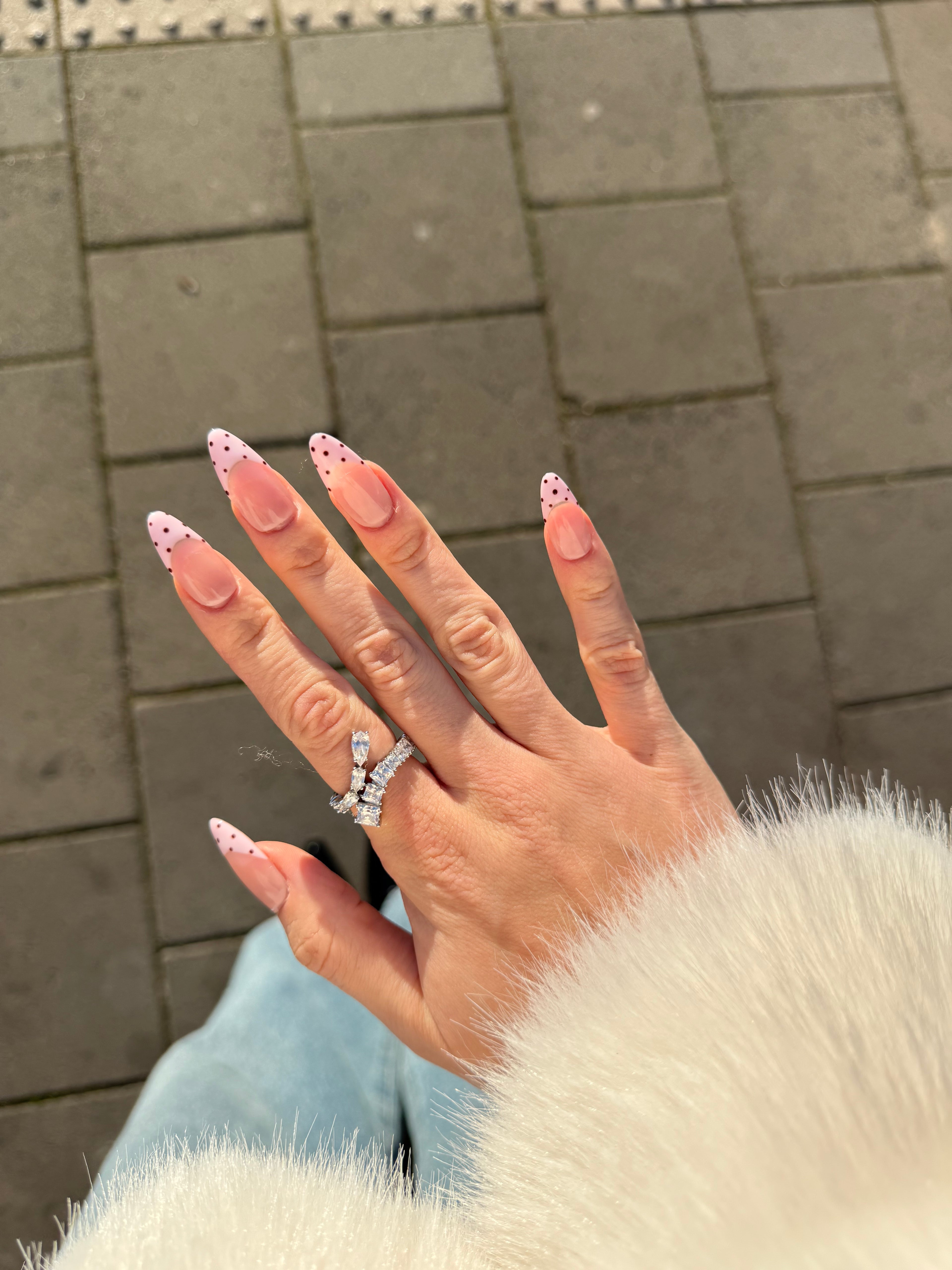 Polka Pair – Brown and Baby Pink Dot Press‑Ons