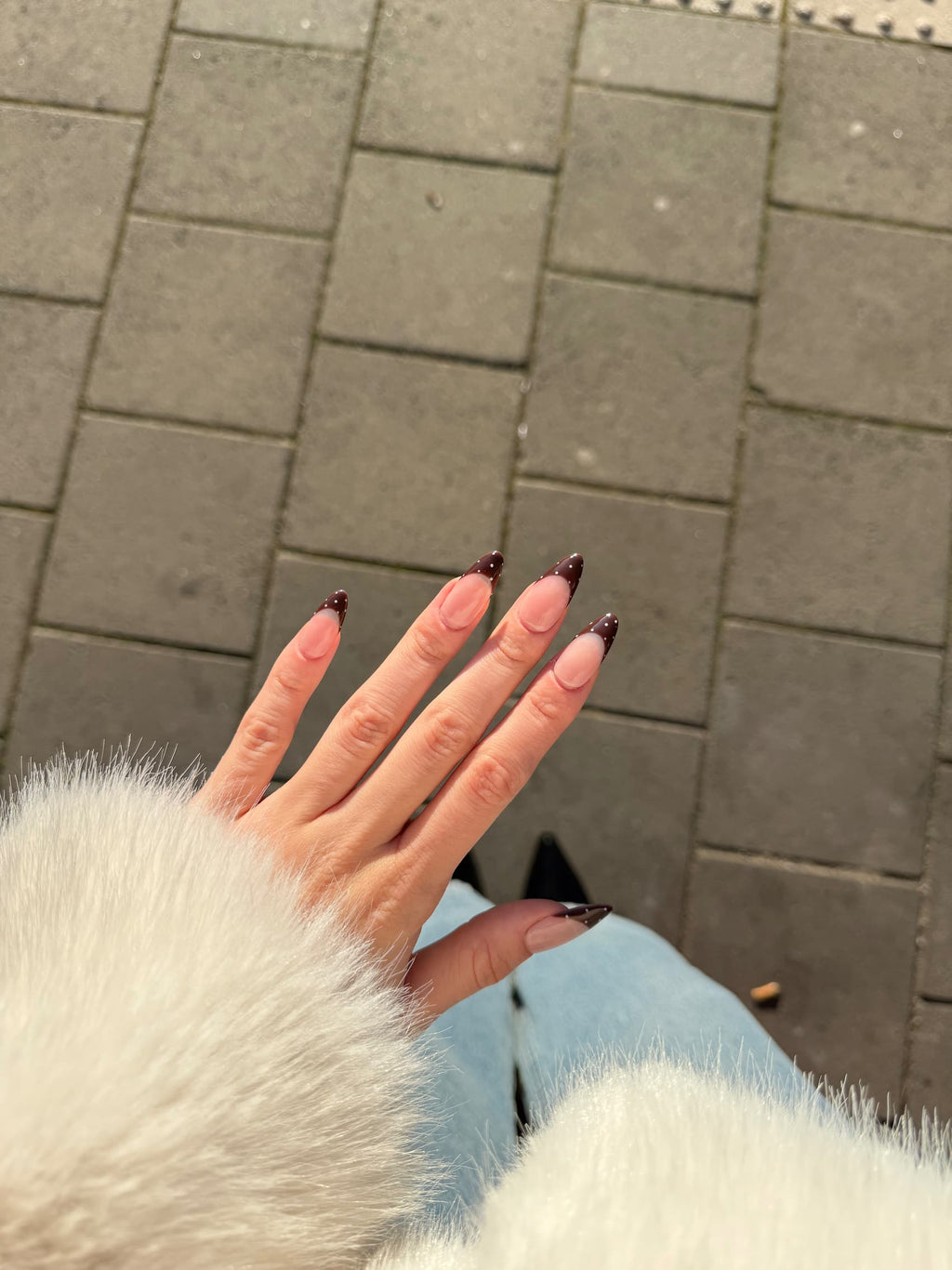 Polka Pair – Brown and Baby Pink Dot Press‑Ons - L’ONGLÉ