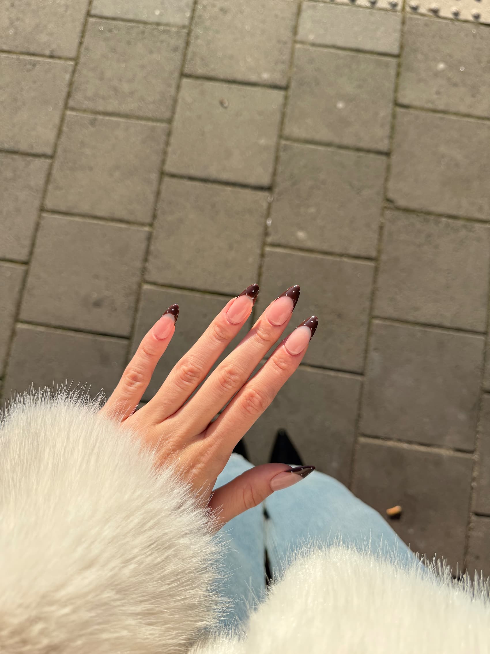 Polka Pair – Brown and Baby Pink Dot Press‑Ons - L’ONGLÉ