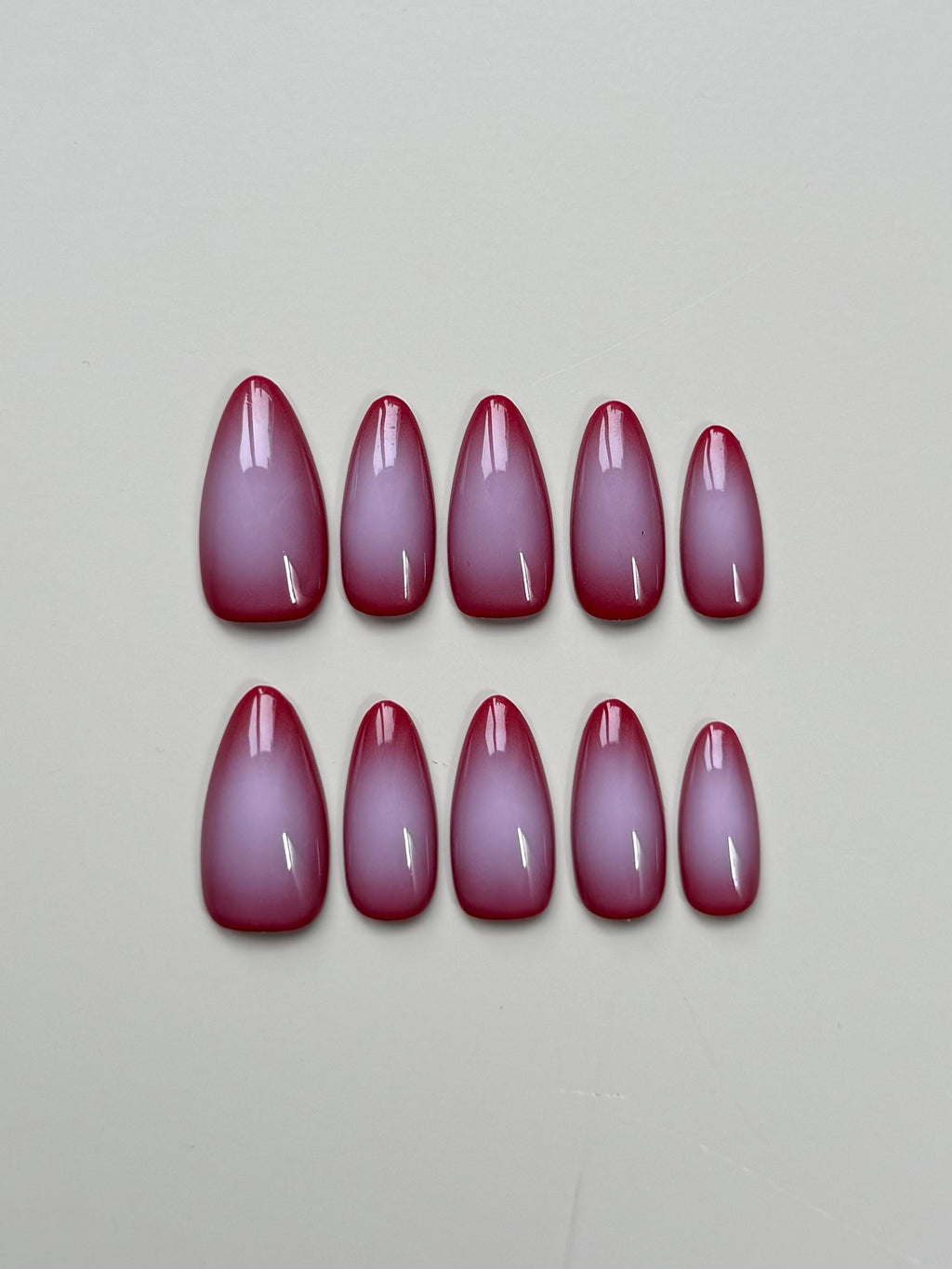 Power Blush – Handmade Ombre Almond Press‑On Nails