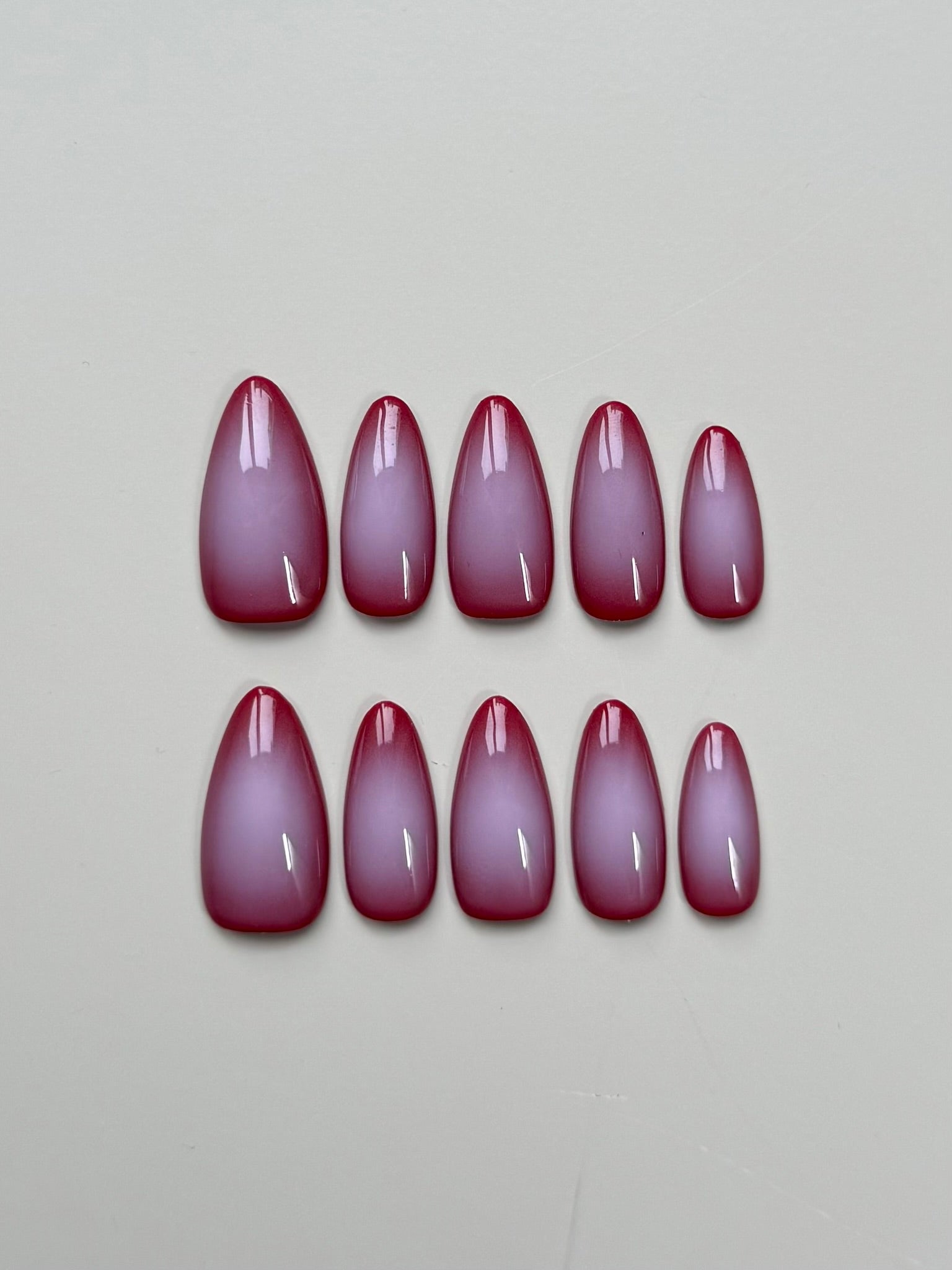 Power Blush – Handmade Ombre Almond Press‑On Nails